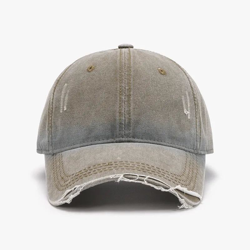 Fashorio Mocha / One Size Distressed Washed Adjustable Baseball Cap