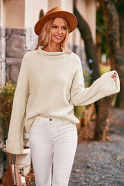 Fashorio Mock Neck Drop Shoulder Sweater