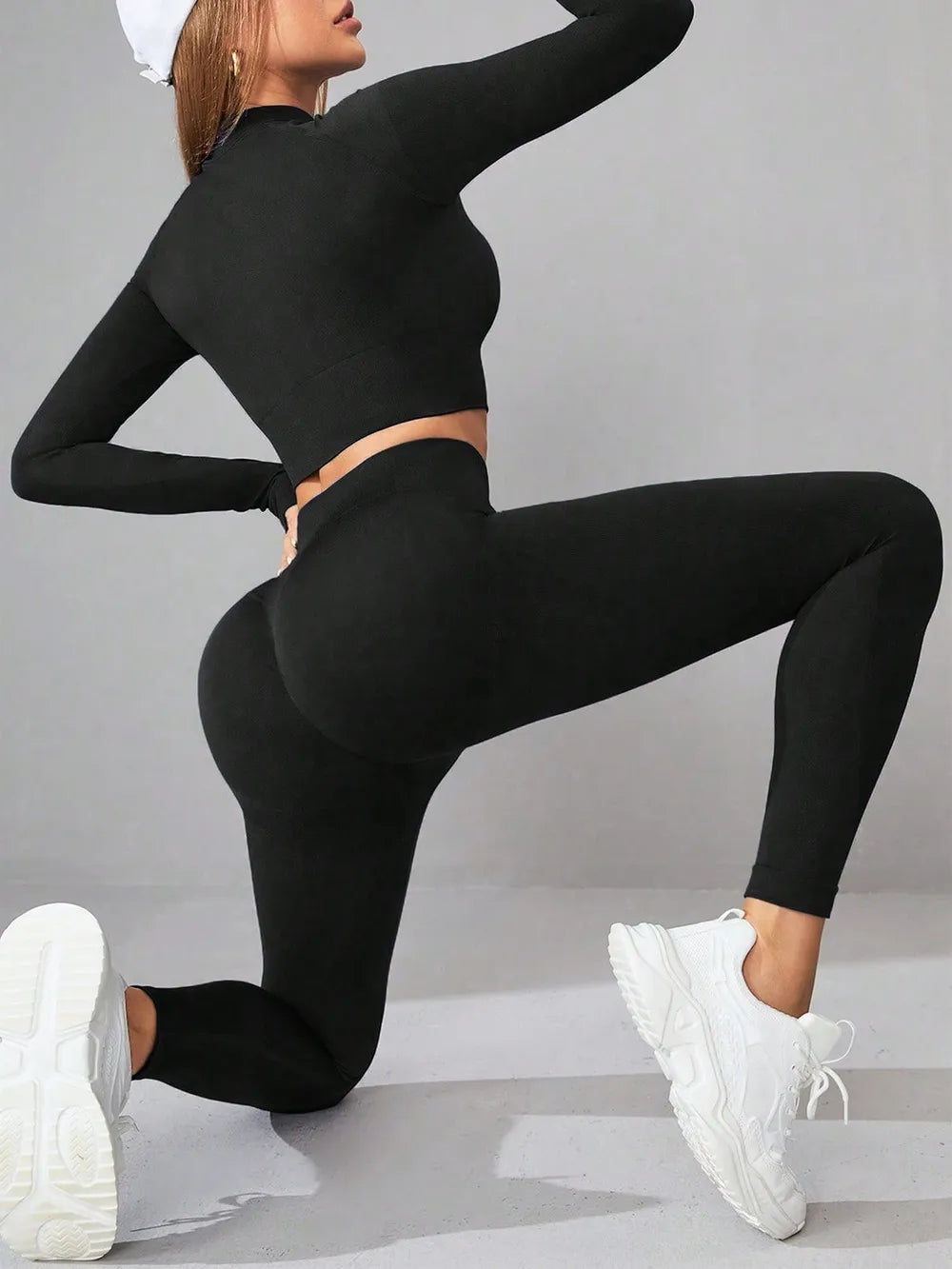 Fashorio Mock Neck Long Sleeve Top and Leggings Active Set