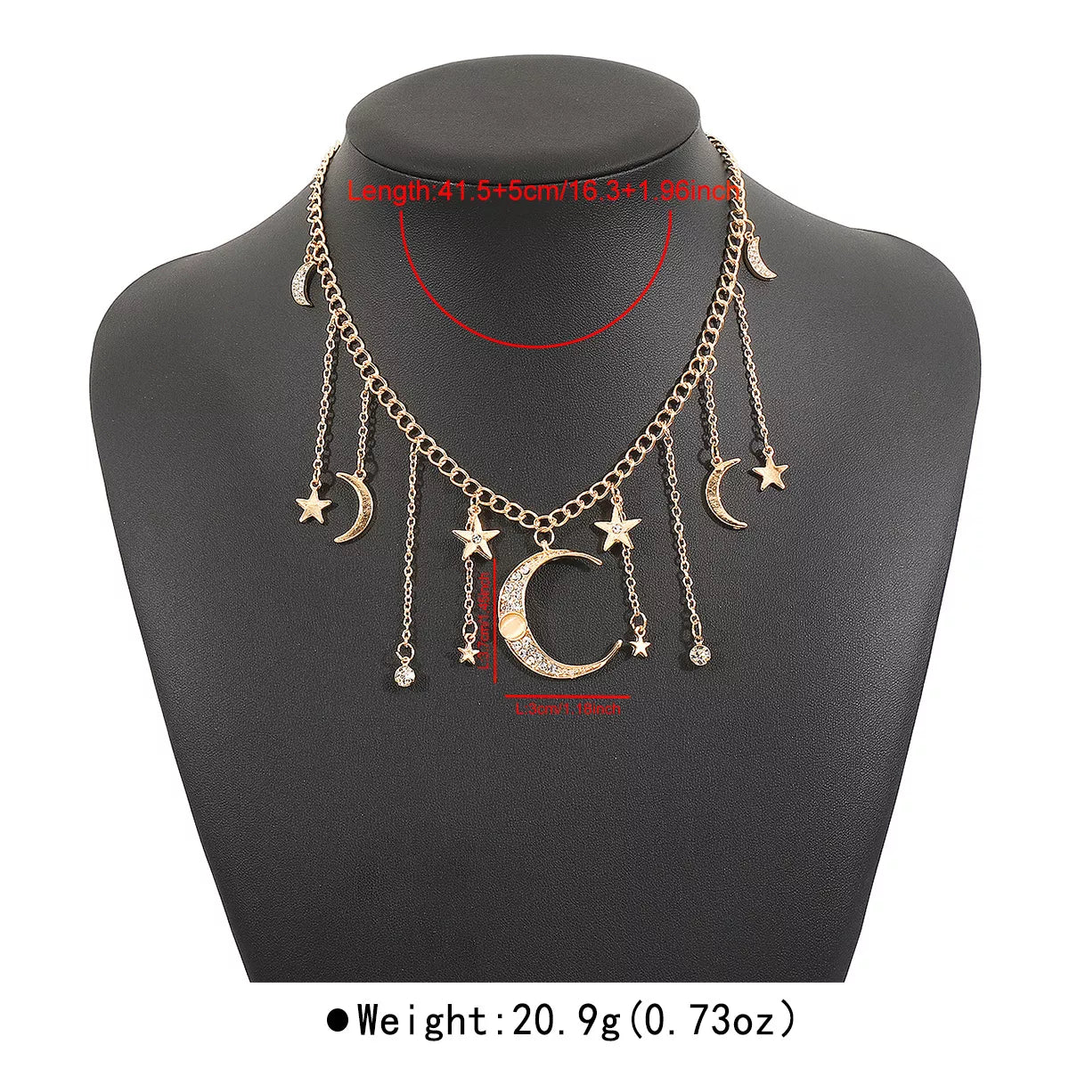 Fashorio Moon & Star Charm Necklace