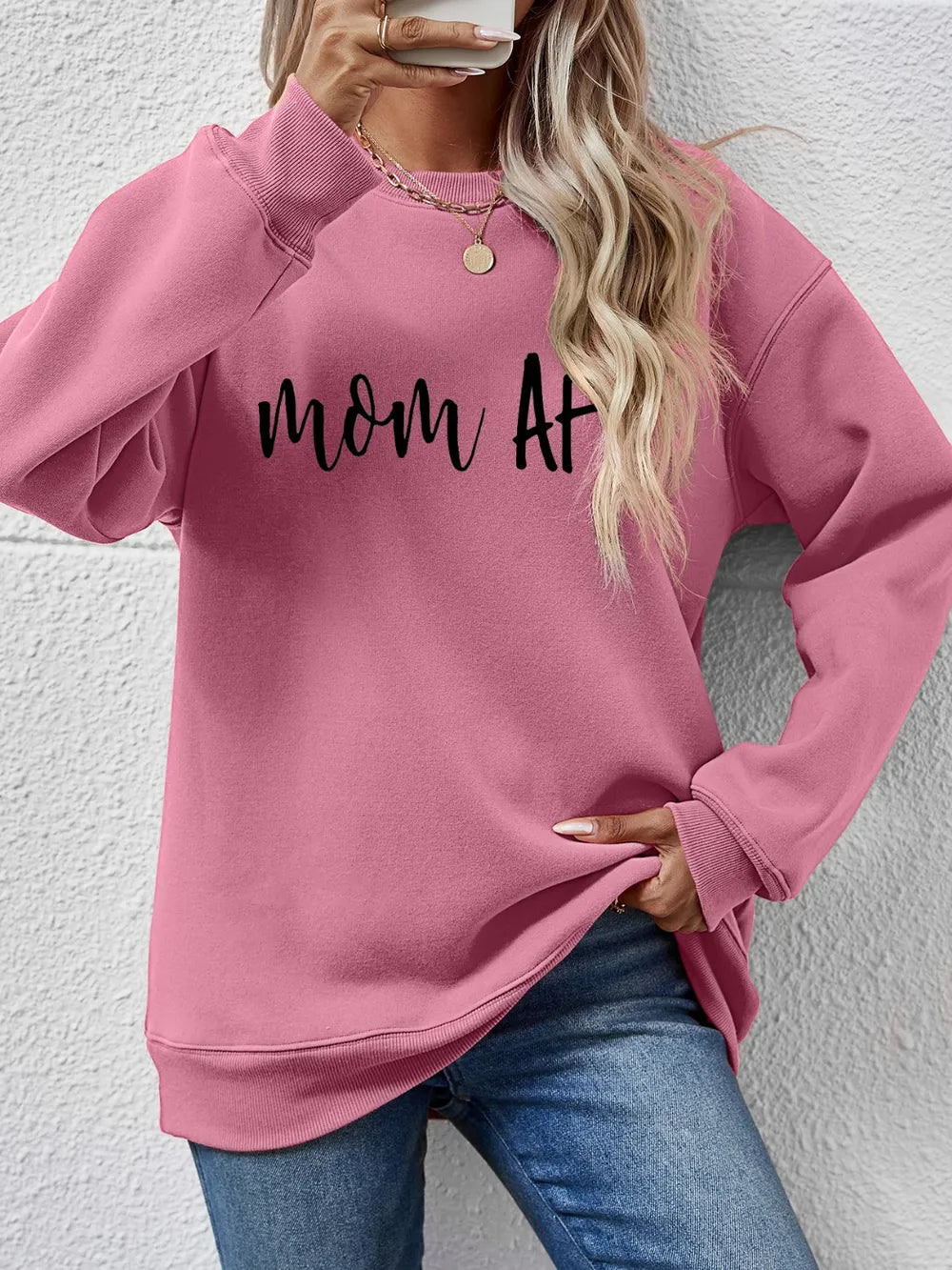 Fashorio Moonlit Mauve / S Letter Graphic Dropped Shoulder Sweatshirt