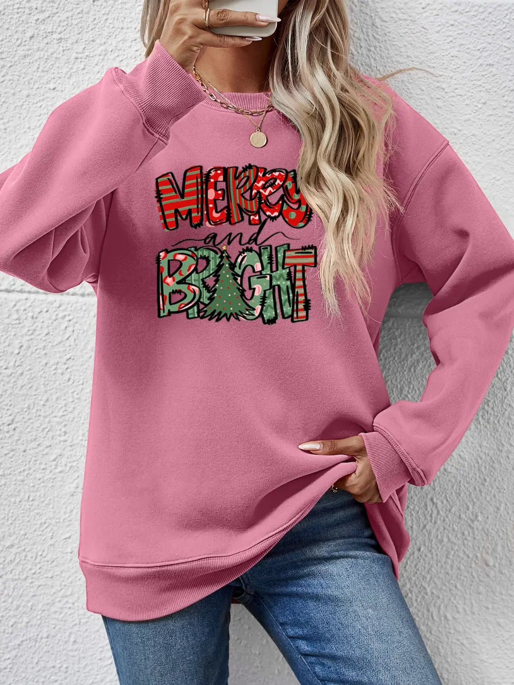 Fashorio Moonlit Mauve / S MERRY AND BRIGHT Long Sleeve Sweatshirt