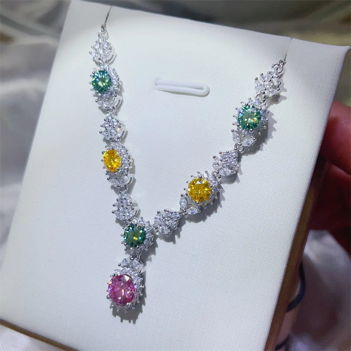 Fashorio Multicolor / One Size 3.5 Carat Moissanite 925 Sterling Silver Necklace