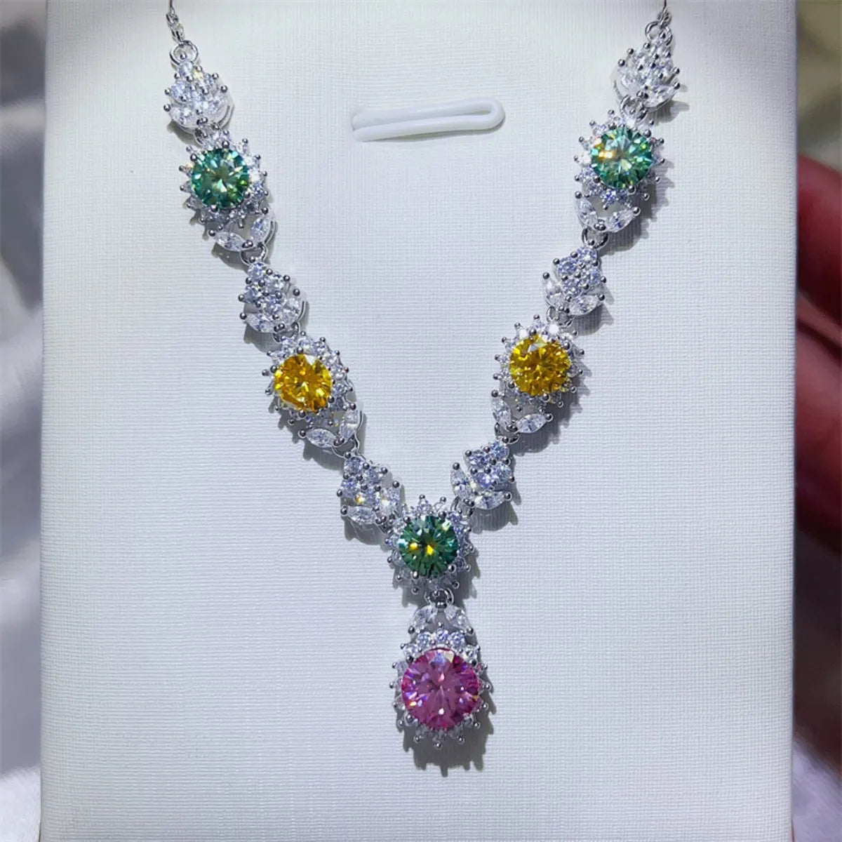 Fashorio Multicolor / One Size 3.5 Carat Moissanite 925 Sterling Silver Necklace