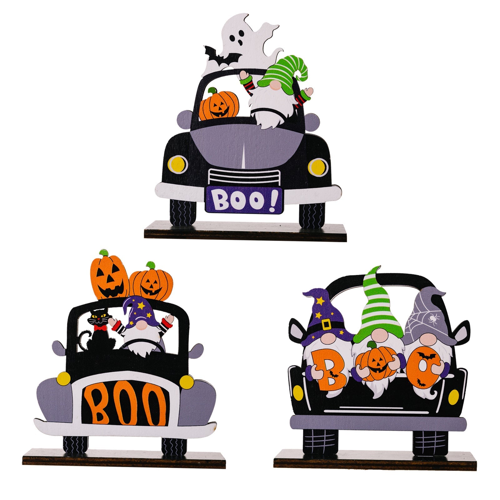 Fashorio Multicolor / One Size 3-Piece Halloween Element Car-Shape Ornaments