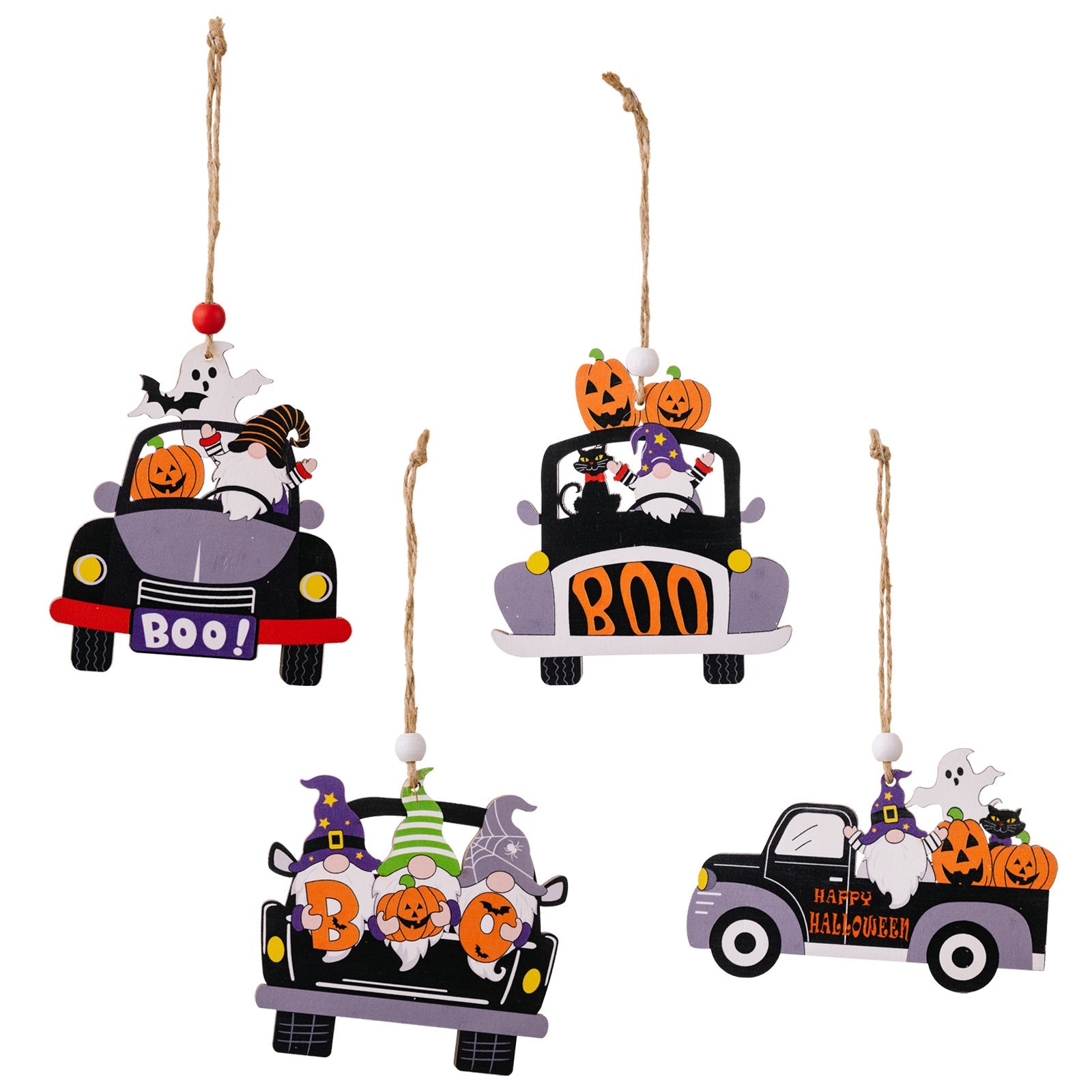 Fashorio Multicolor / One Size 4-Piece Halloween Element Car-Shape Hanging Widgets