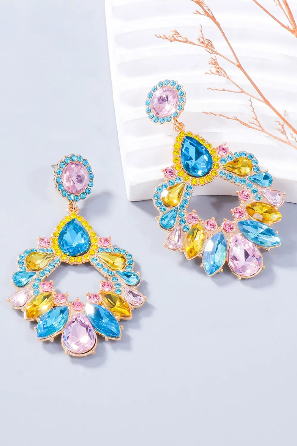 Fashorio Multicolor / One Size Alloy Rhinestone Dangle Earrings