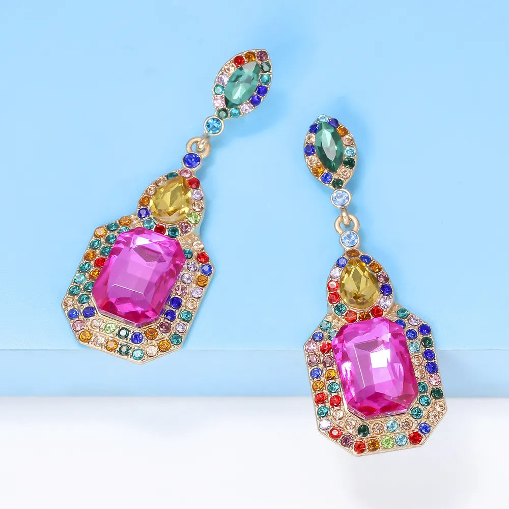 Fashorio Multicolor / One Size Alloy Rhinestone Dangle Earrings