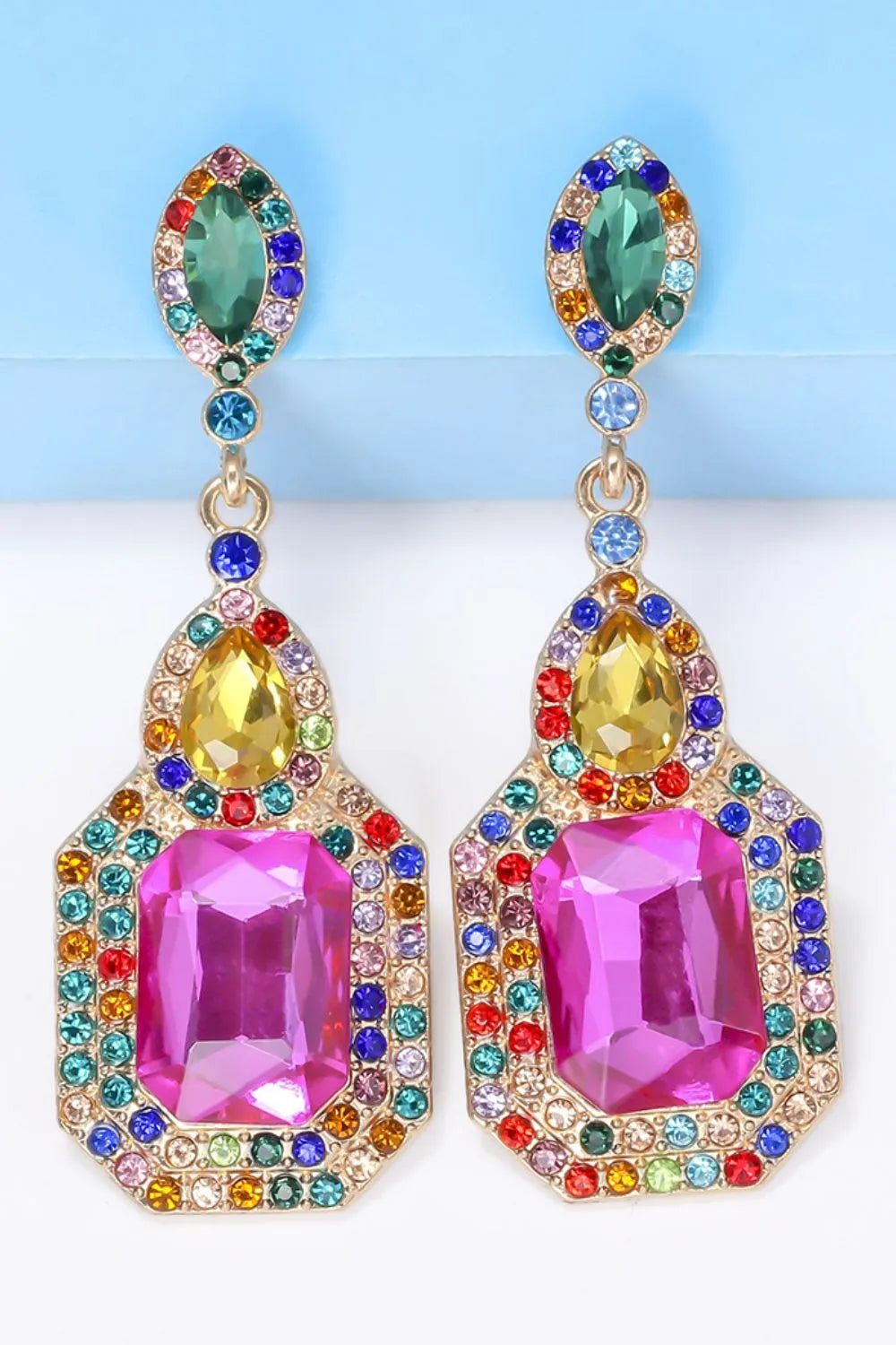 Fashorio Multicolor / One Size Alloy Rhinestone Dangle Earrings