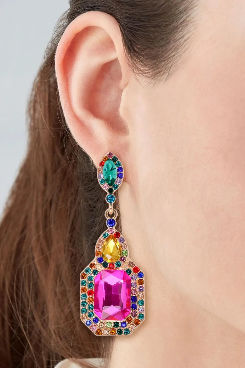 Fashorio Multicolor / One Size Alloy Rhinestone Dangle Earrings