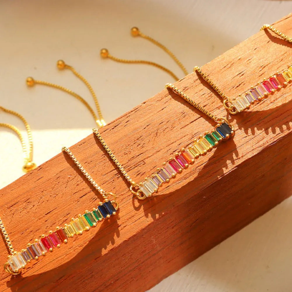 Fashorio Multicolor / One Size Contrast Zircon Titanium Steel Bracelet