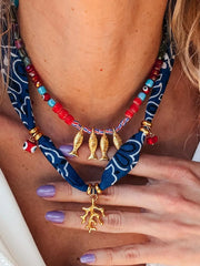 Fashorio Navy / One Size 2-Piece Coral and Fish Pendant Necklace