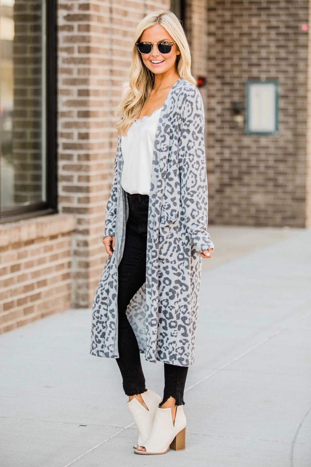 Fashorio Open Front Leopard Cardigan
