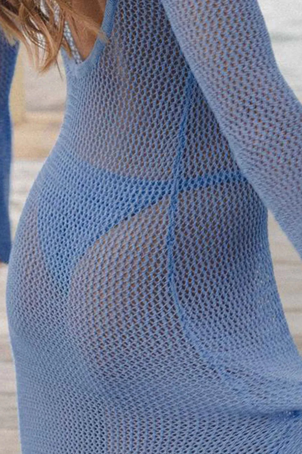 Fashorio Openwork Backless Flare Sleeve Cover-Up Dress