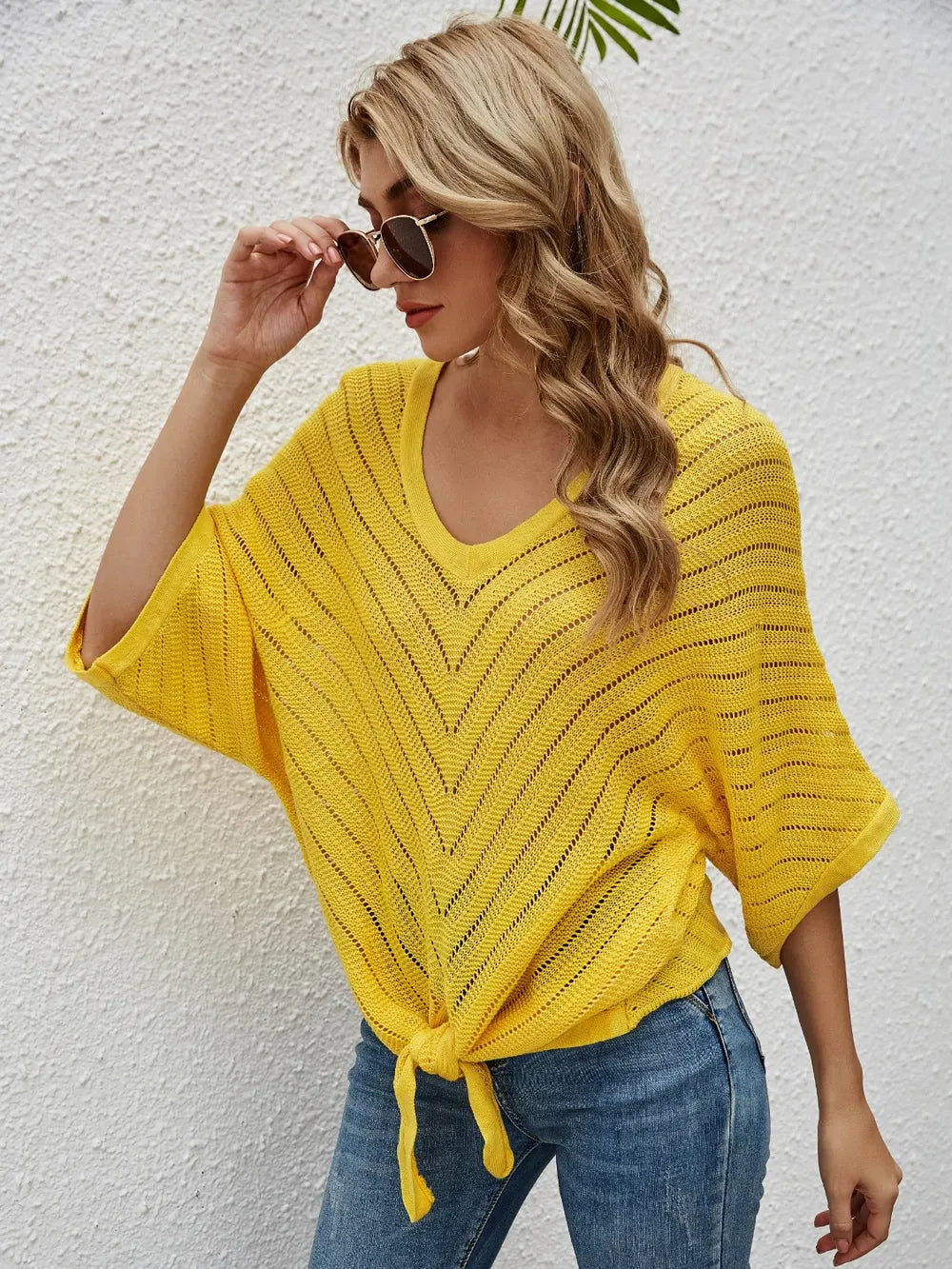 Fashorio Openwork Batwing Sleeve Cover-Up