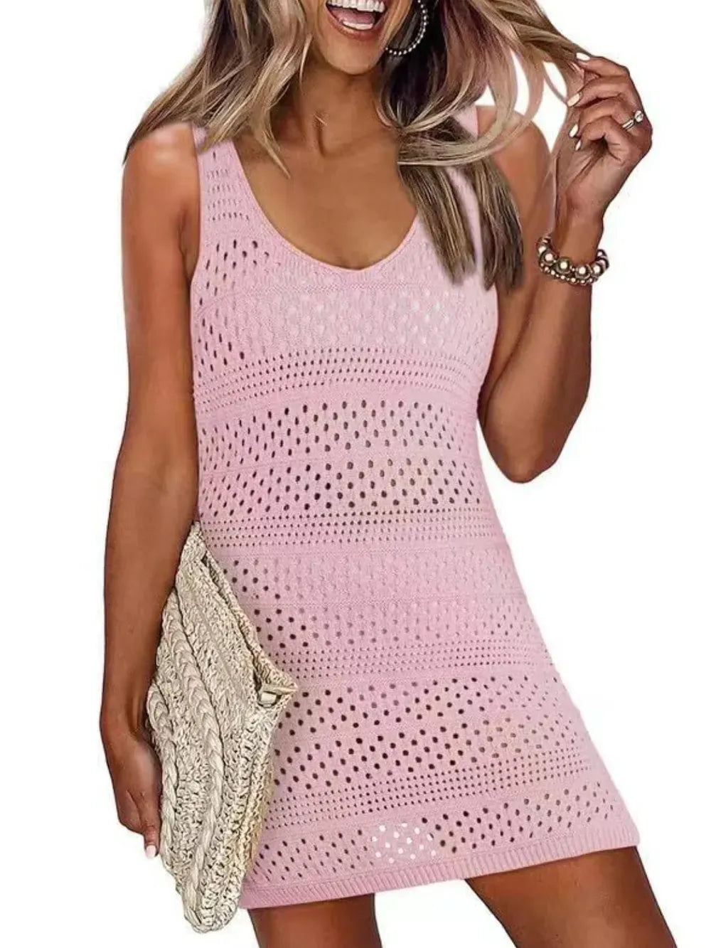 Fashorio Openwork Scoop Neck Cover Up
