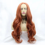 Fashorio Orange / One Size 13*3" Lace Front Wigs Synthetic Long Wavy 24" 130% Density
