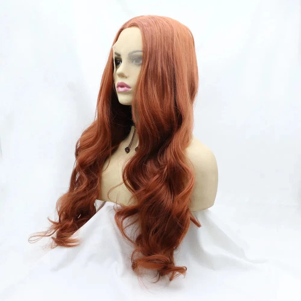 Fashorio Orange / One Size 13*3" Lace Front Wigs Synthetic Long Wavy 24" 130% Density