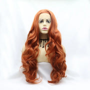 Fashorio Orange / One Size 13*3" Lace Front Wigs Synthetic Long Wavy 24" 130% Density