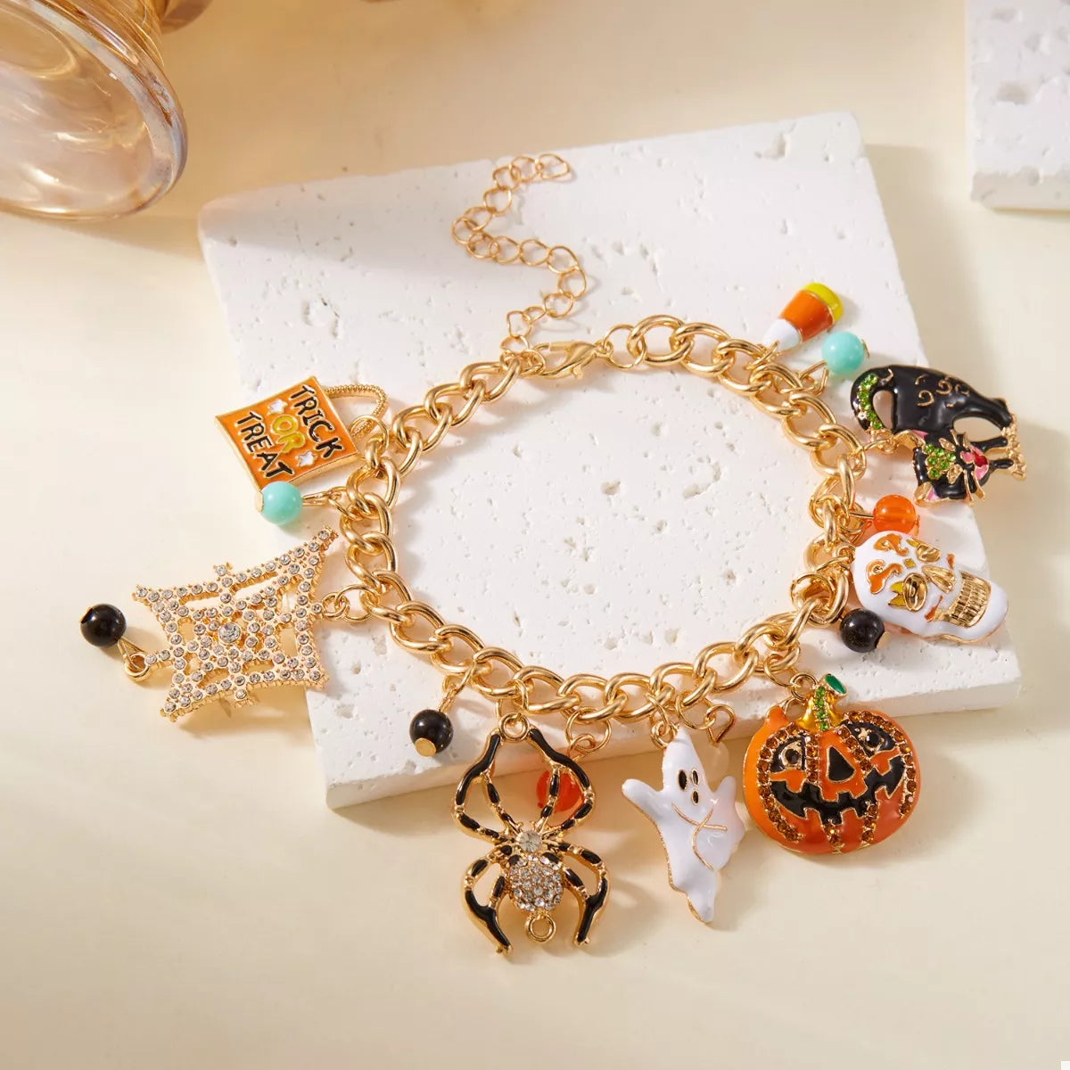 Fashorio Orange / One Size 18K Gold-Plated Halloween Theme Bracelet