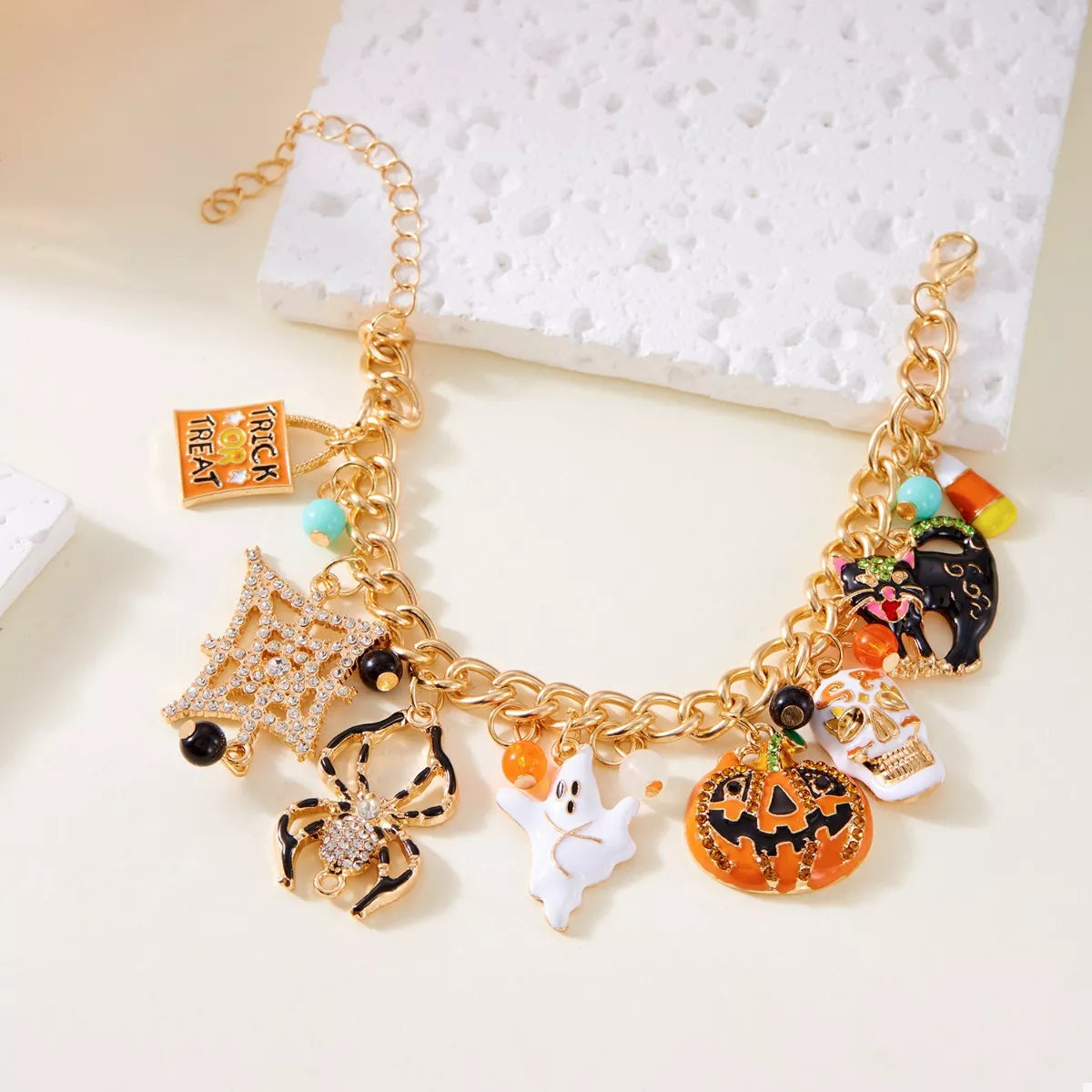 Fashorio Orange / One Size 18K Gold-Plated Halloween Theme Bracelet