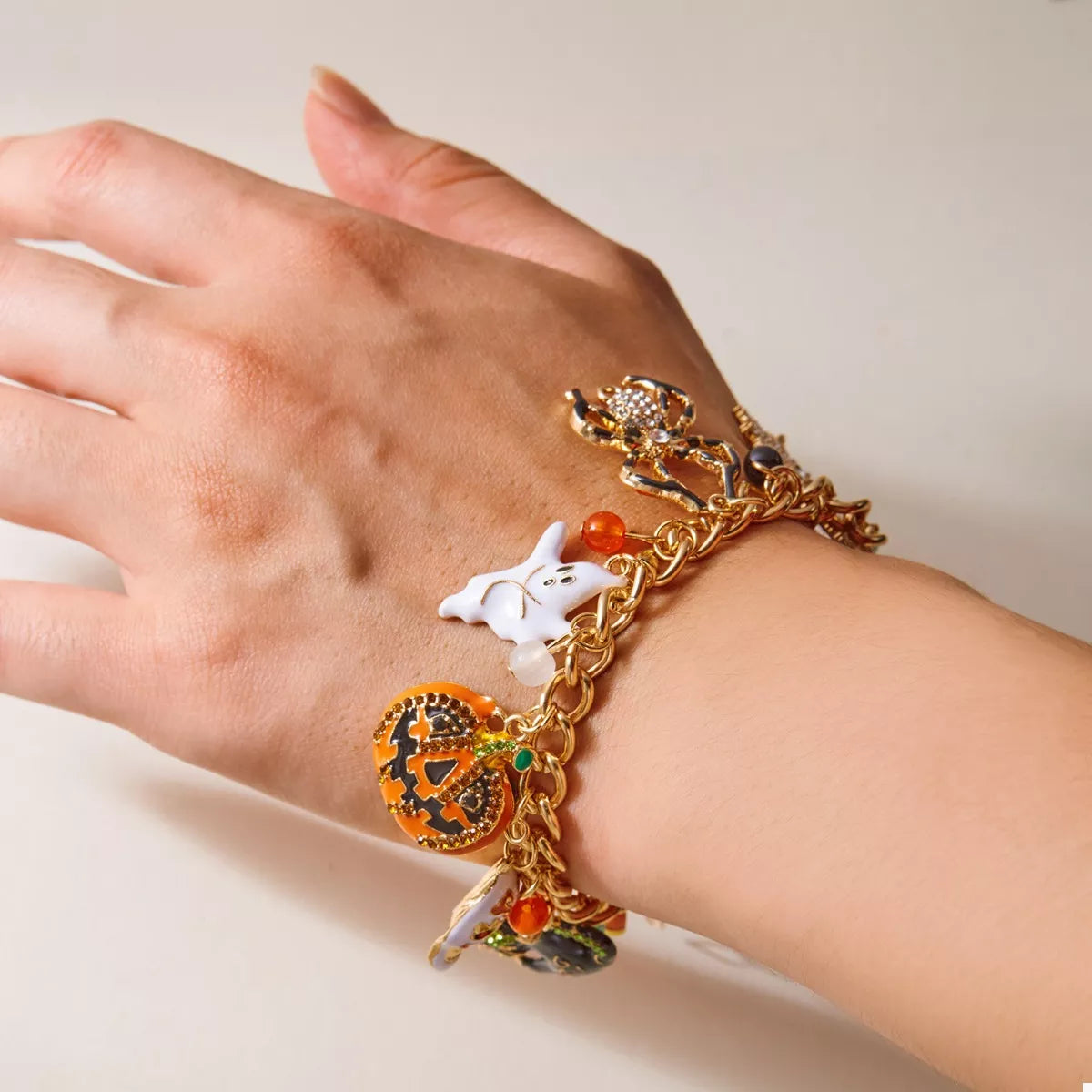 Fashorio Orange / One Size 18K Gold-Plated Halloween Theme Bracelet