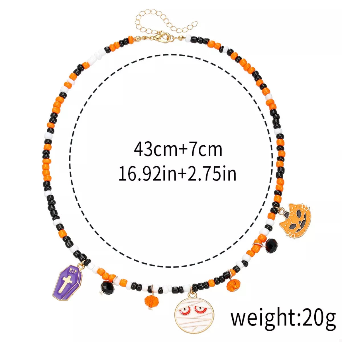 Fashorio Orange / One Size Halloween Charm Beaded Necklace