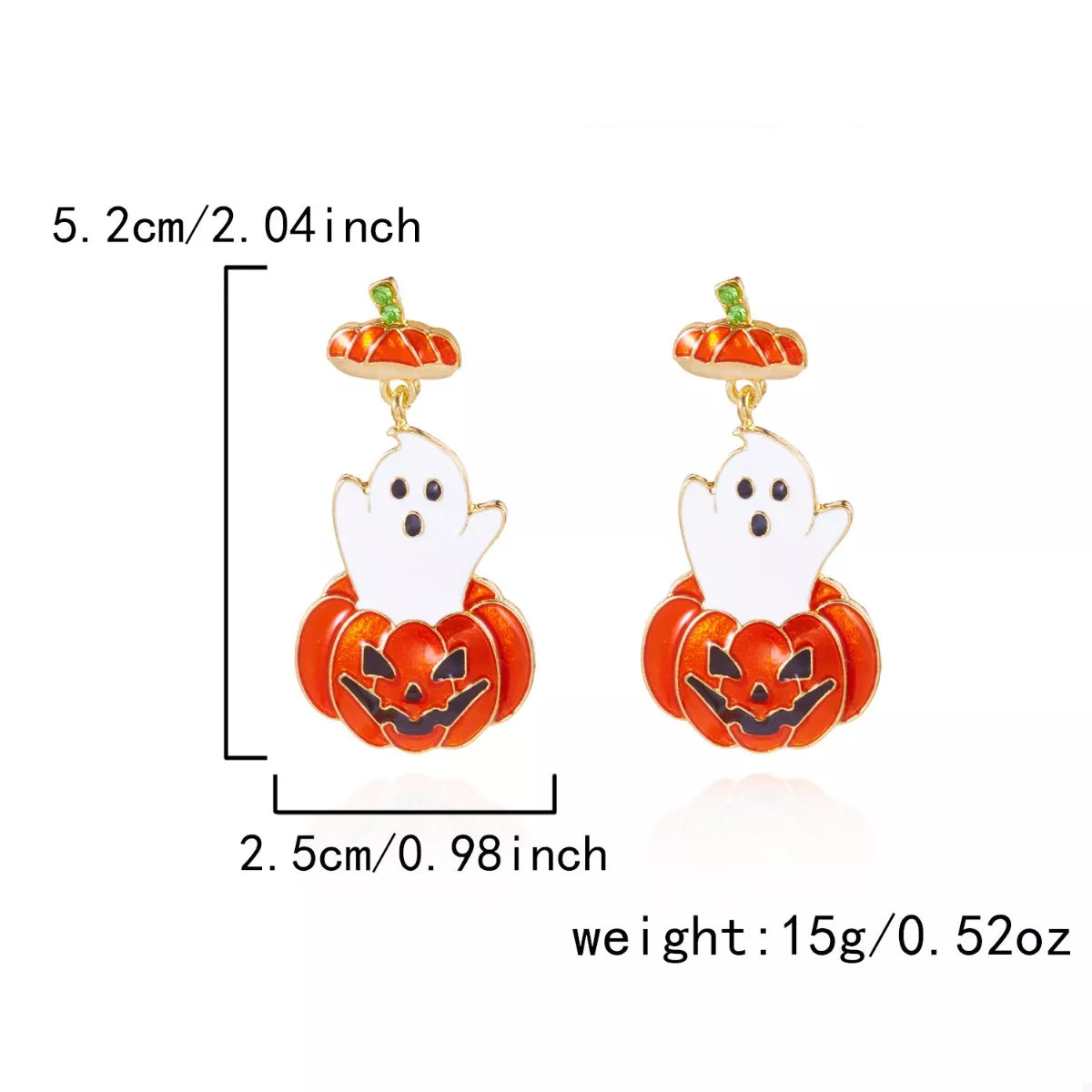 Fashorio Orange / One Size Halloween Ghost Pumpkin Dangle Earrings