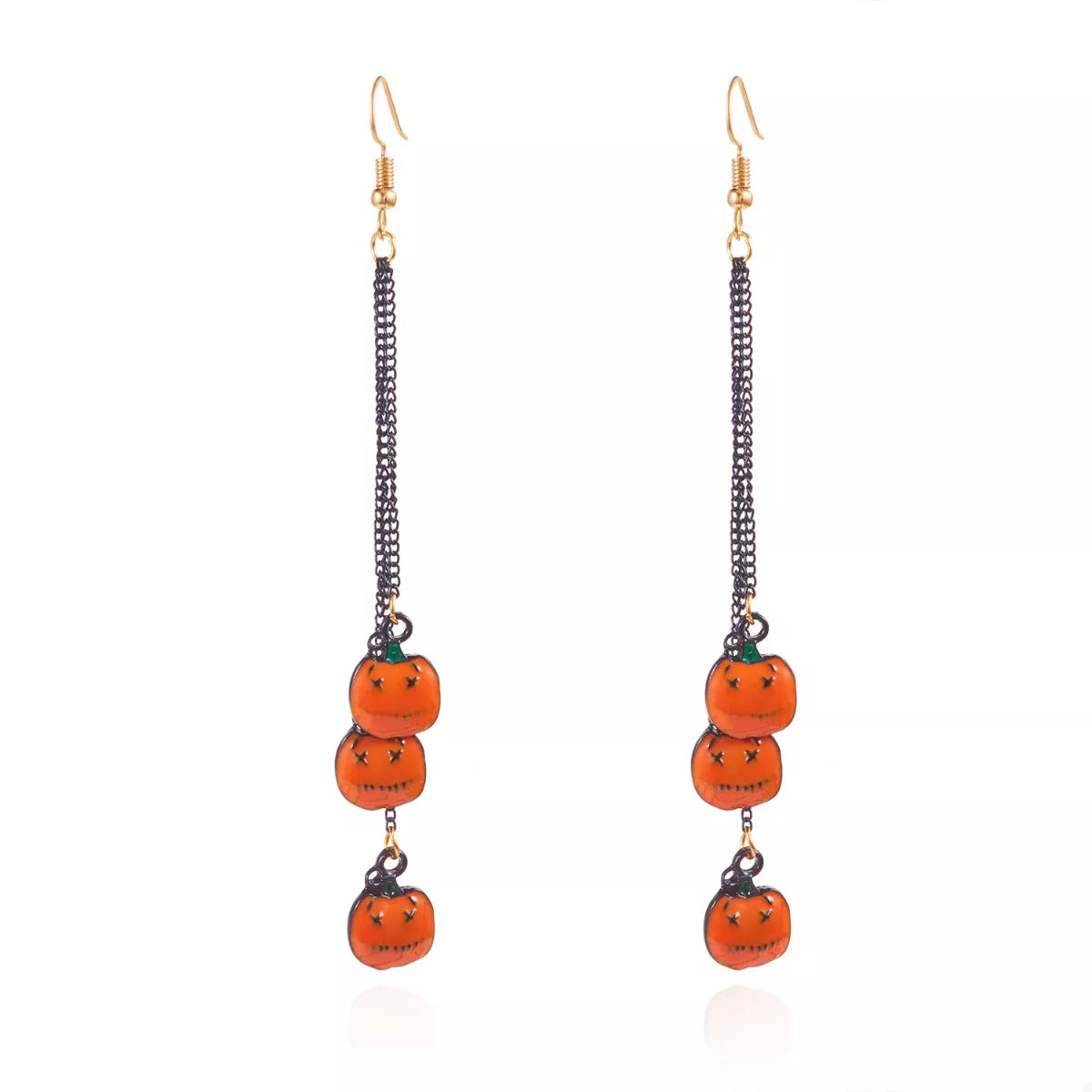 Fashorio Orange / One Size Halloween Pumpkin Chain Drop Earrings