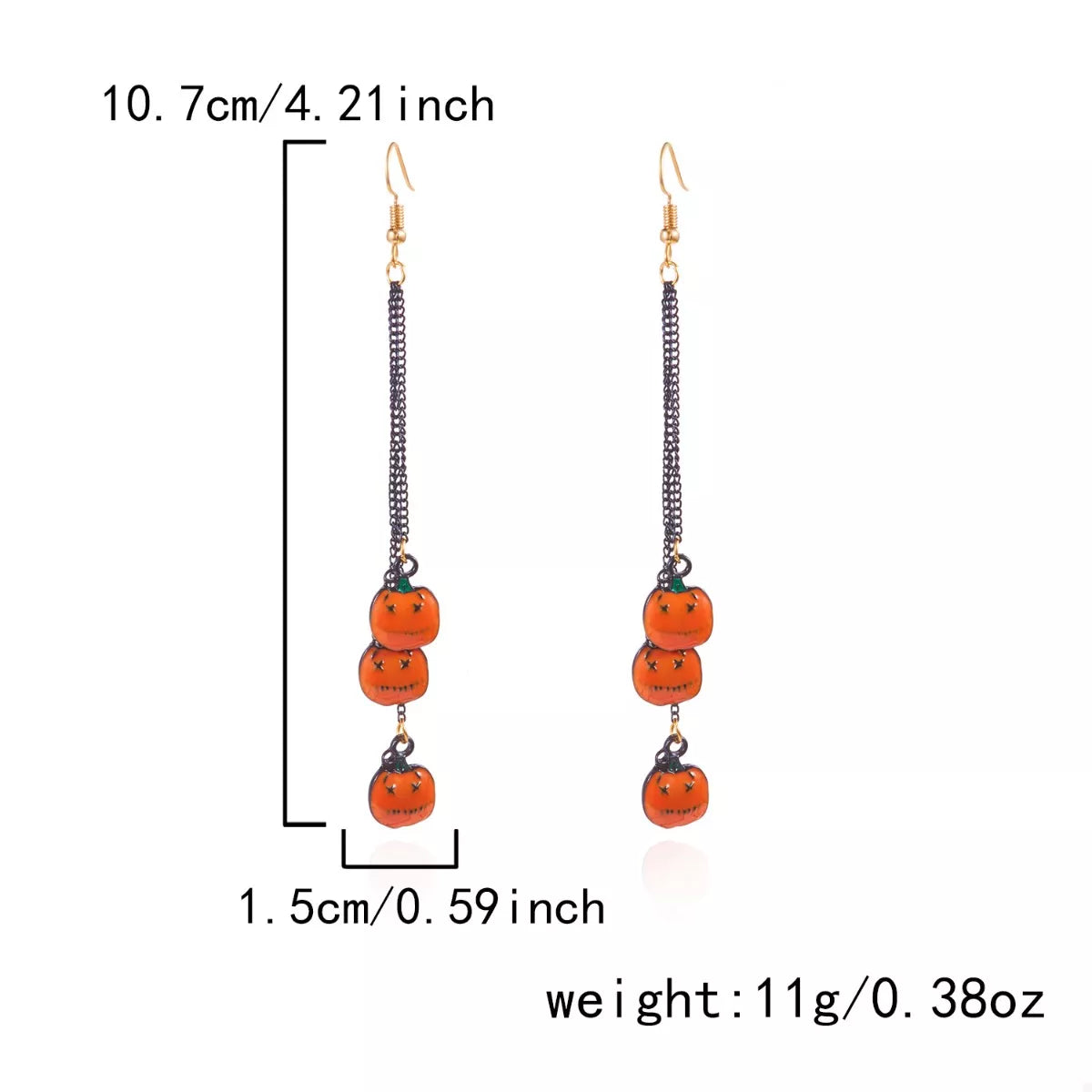 Fashorio Orange / One Size Halloween Pumpkin Chain Drop Earrings