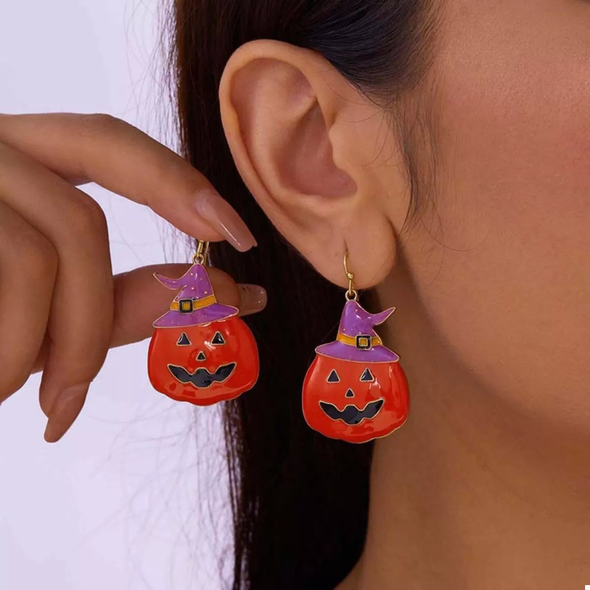 Fashorio Orange / One Size Halloween Pumpkin Dangle Earrings