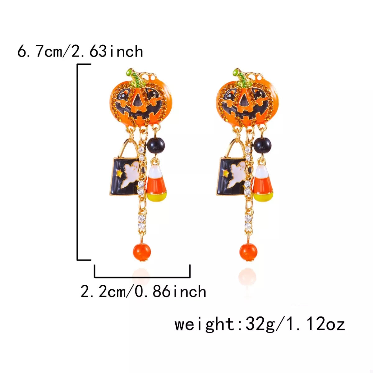 Fashorio Orange / One Size Halloween Pumpkin Drop Earrings