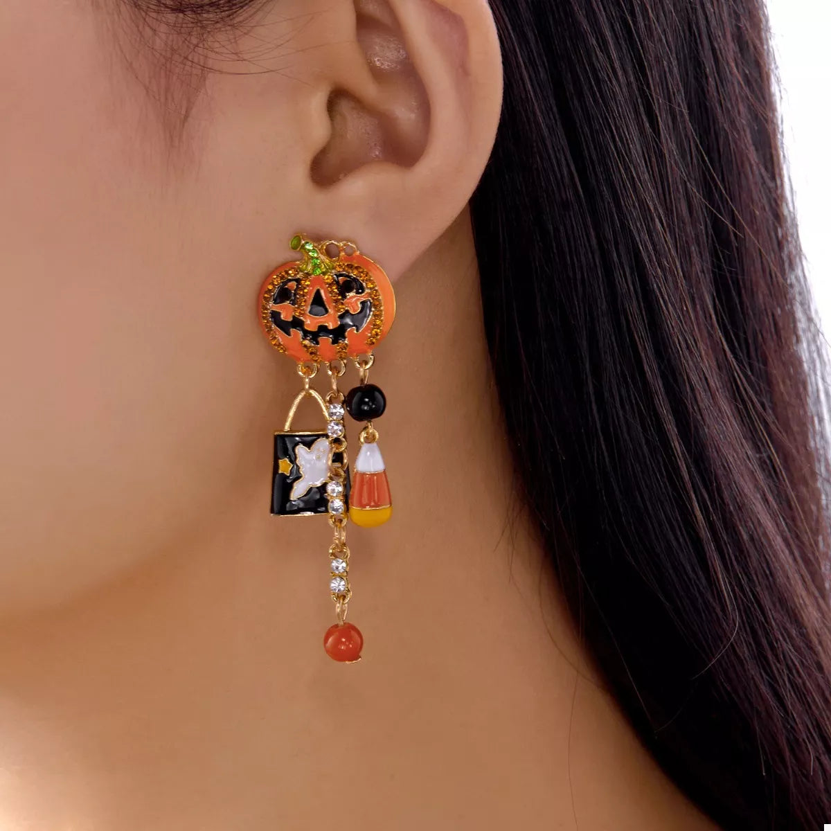 Fashorio Orange / One Size Halloween Pumpkin Drop Earrings