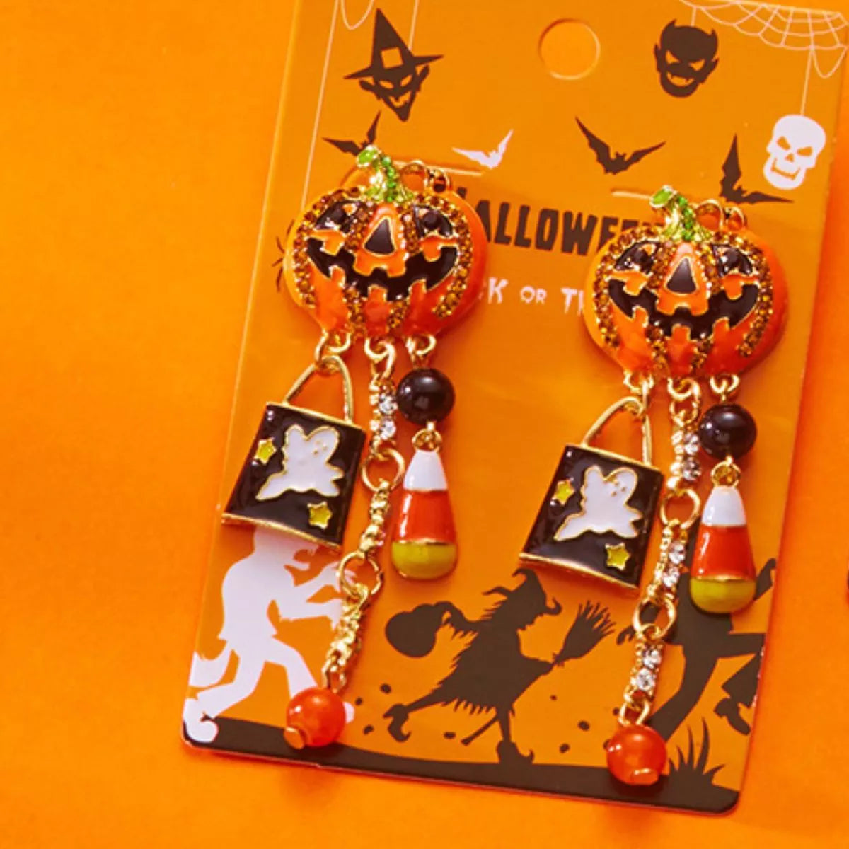 Fashorio Orange / One Size Halloween Pumpkin Drop Earrings