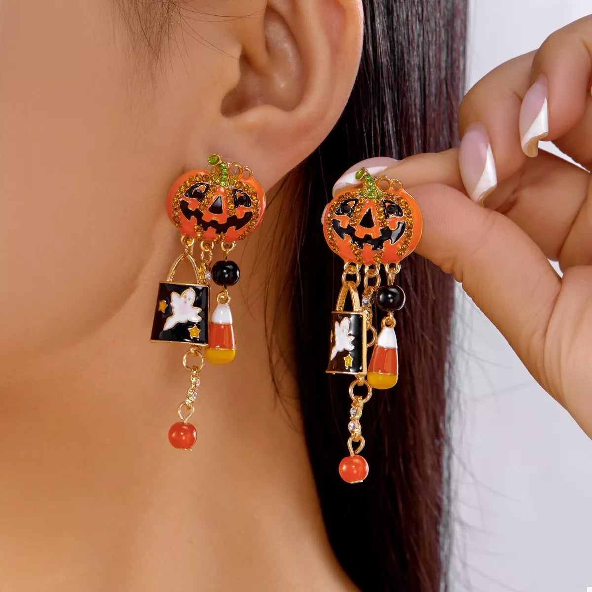 Fashorio Orange / One Size Halloween Pumpkin Drop Earrings