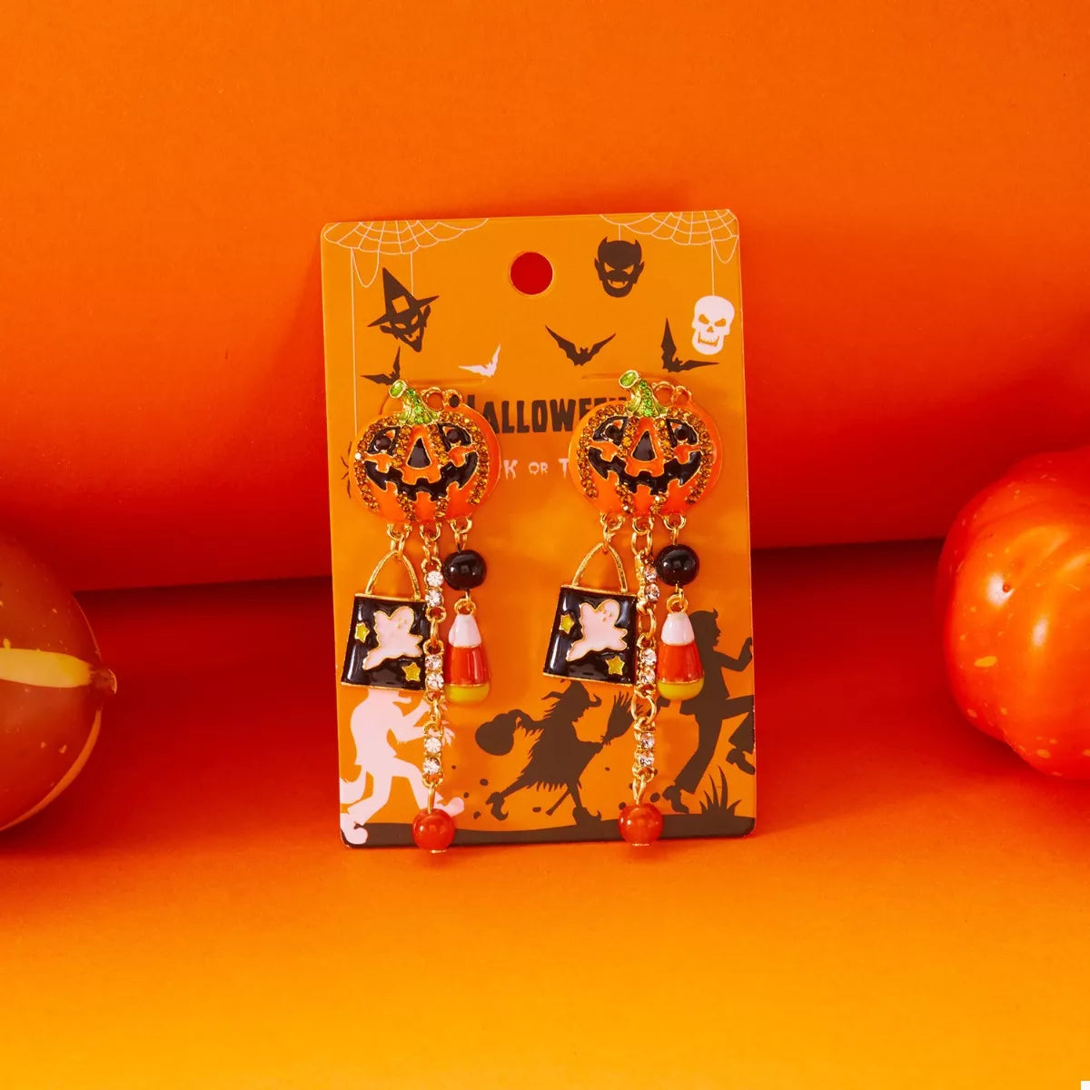 Fashorio Orange / One Size Halloween Pumpkin Drop Earrings