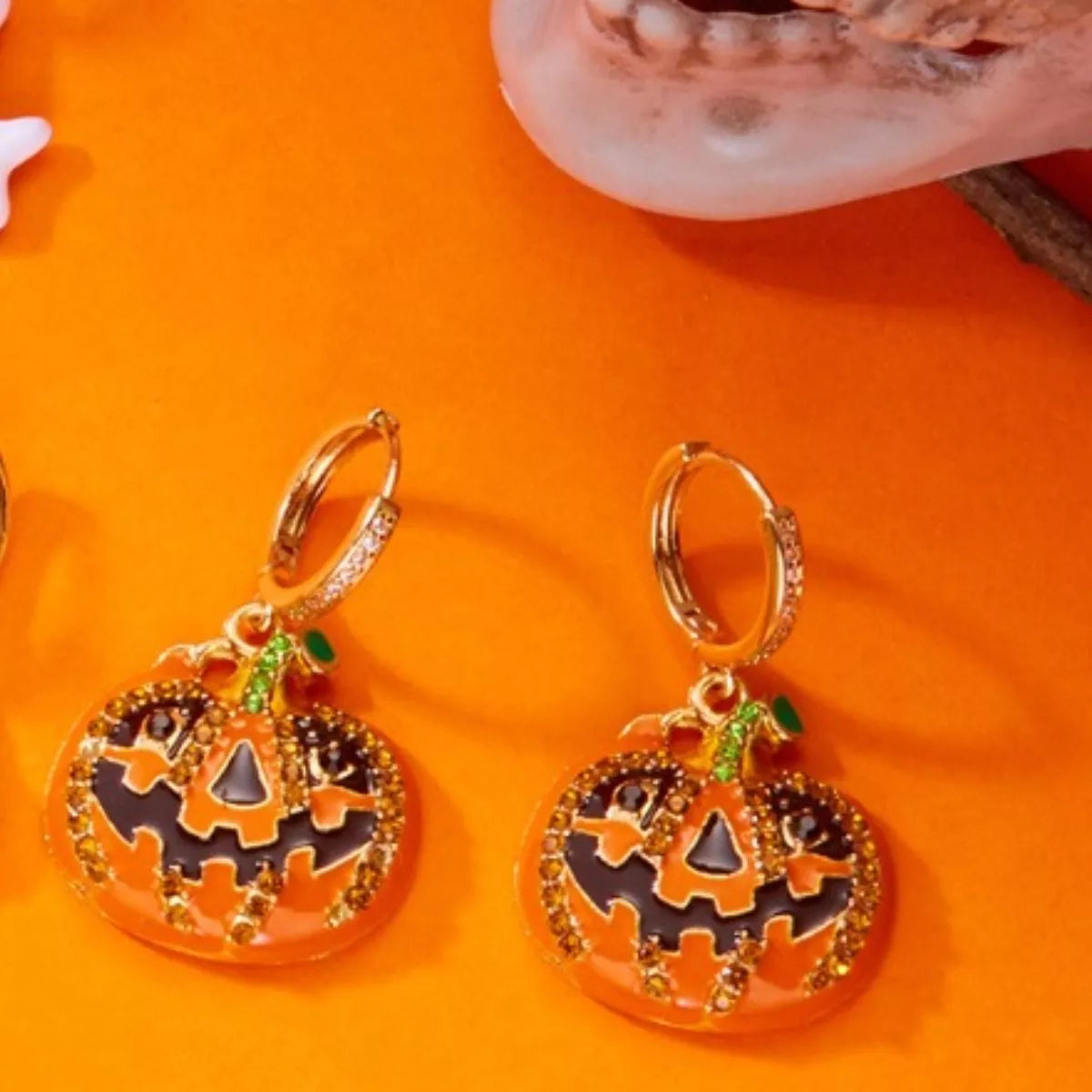 Fashorio Orange / One Size Halloween Pumpkin Drop Earrings