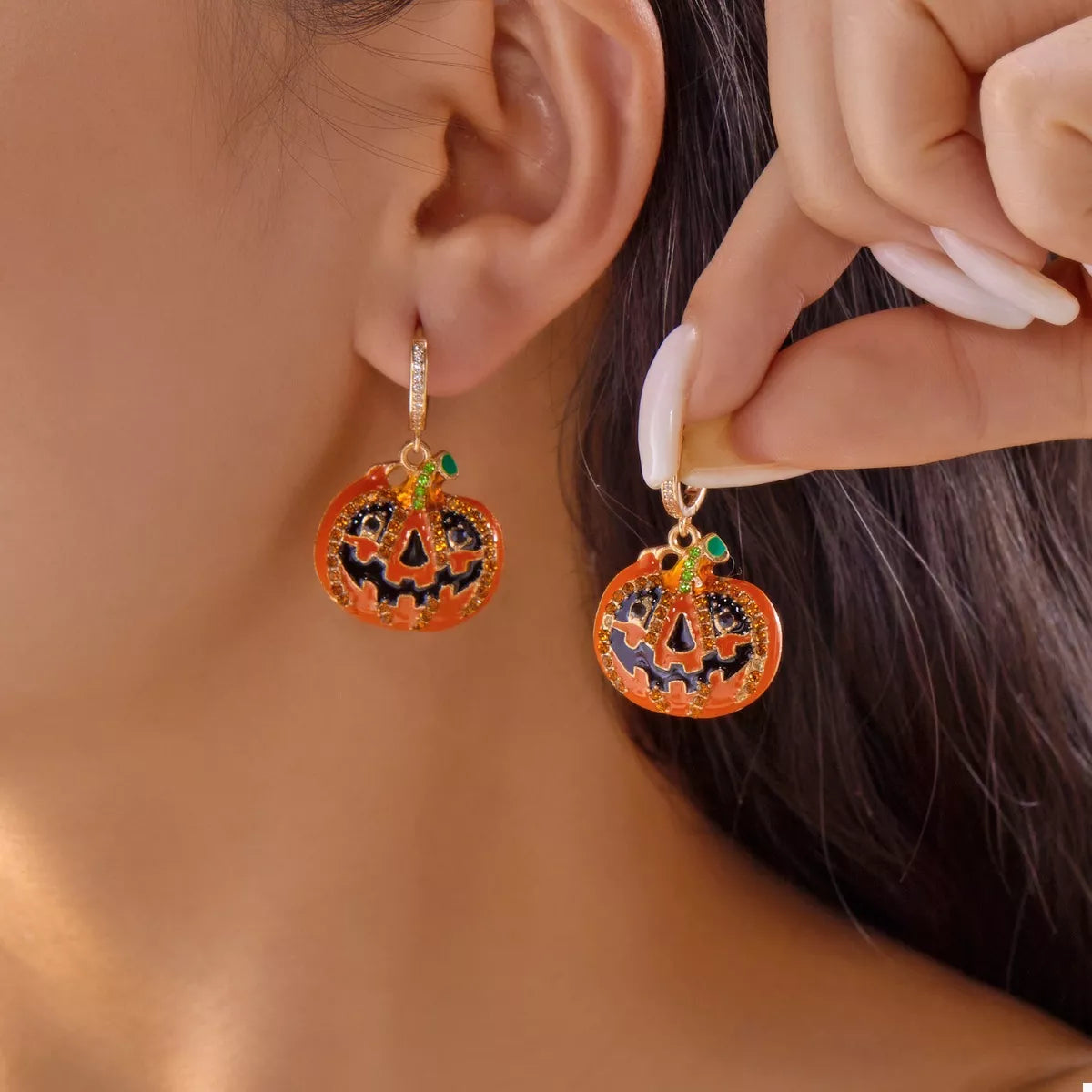 Fashorio Orange / One Size Halloween Pumpkin Drop Earrings