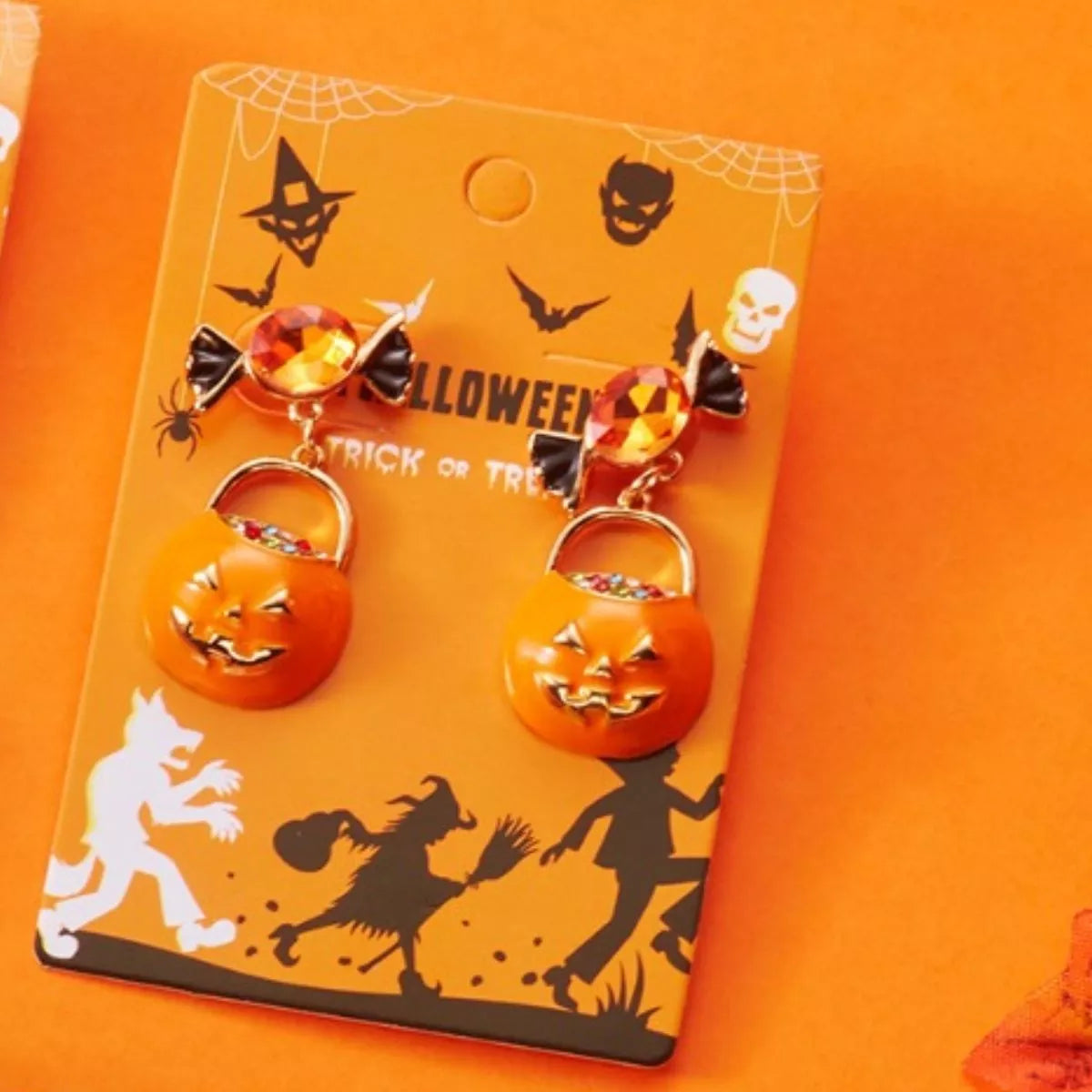 Fashorio Orange / One Size Halloween Pumpkin Drop Earrings