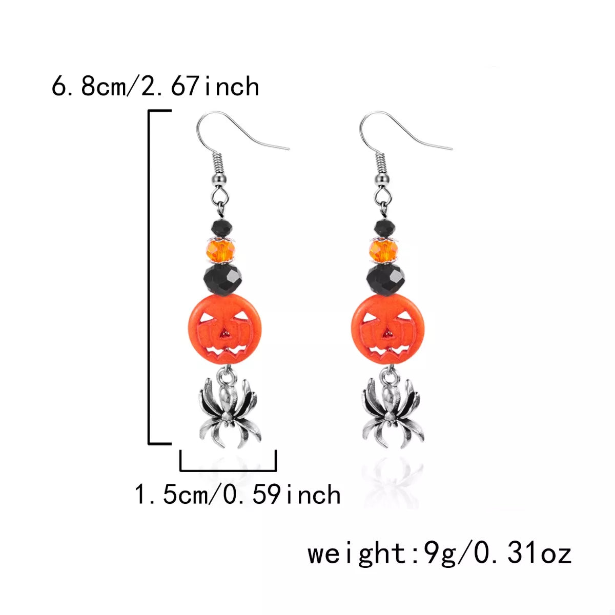 Fashorio Orange / One Size Halloween Spider Pumpkin Drop Earrings
