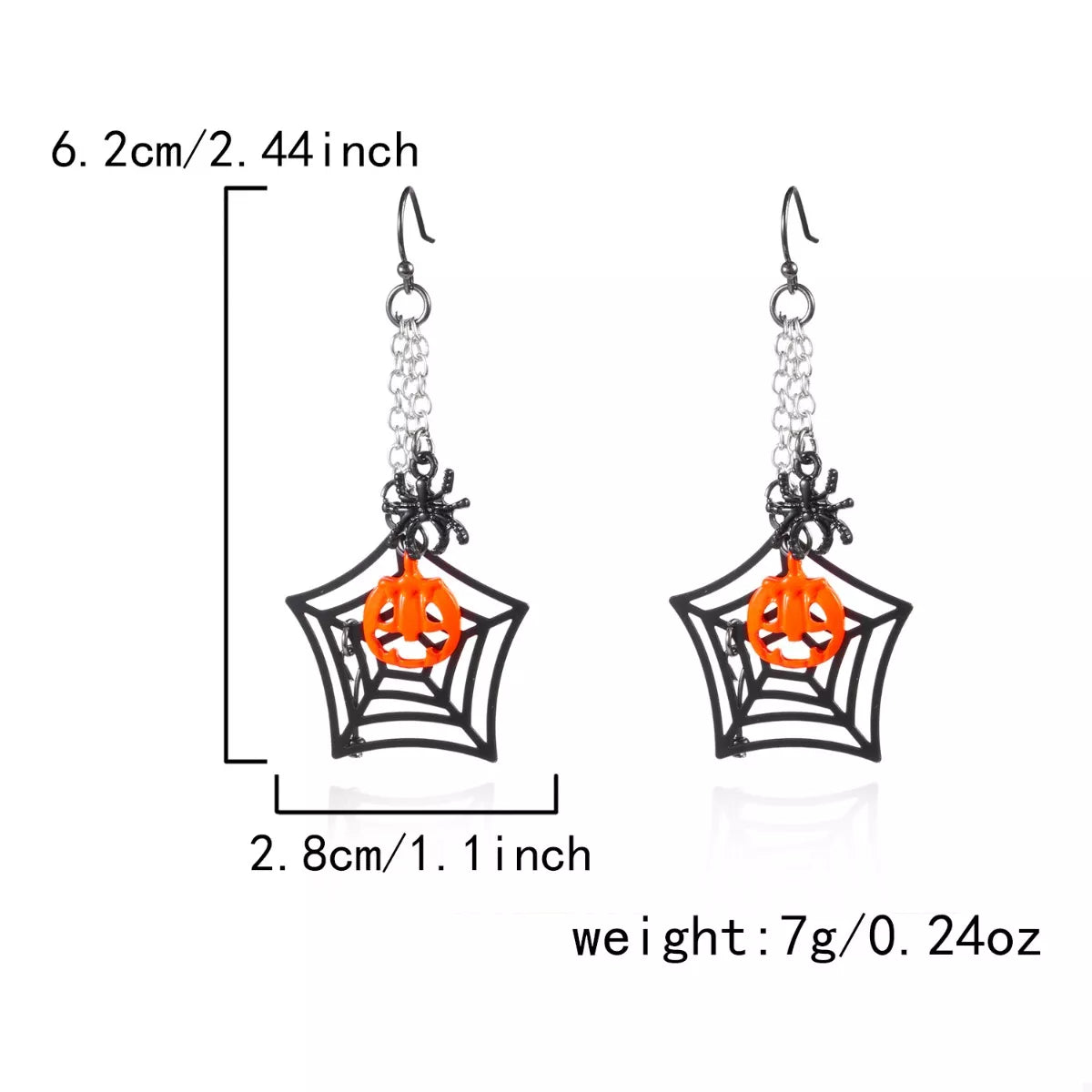 Fashorio Orange / One Size Halloween Spider Web Earrings