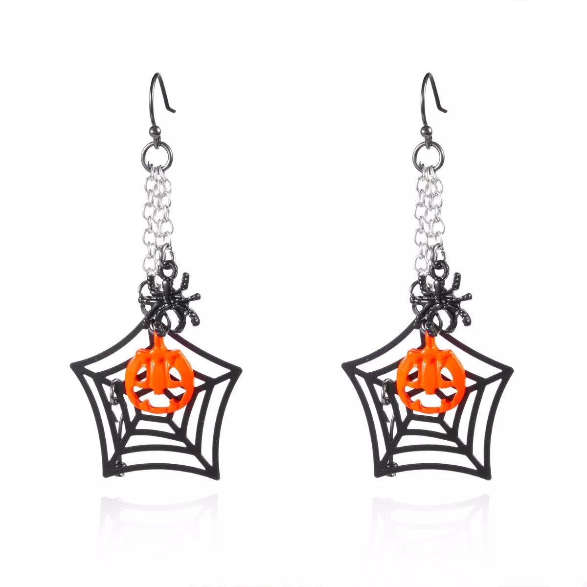 Fashorio Orange / One Size Halloween Spider Web Earrings