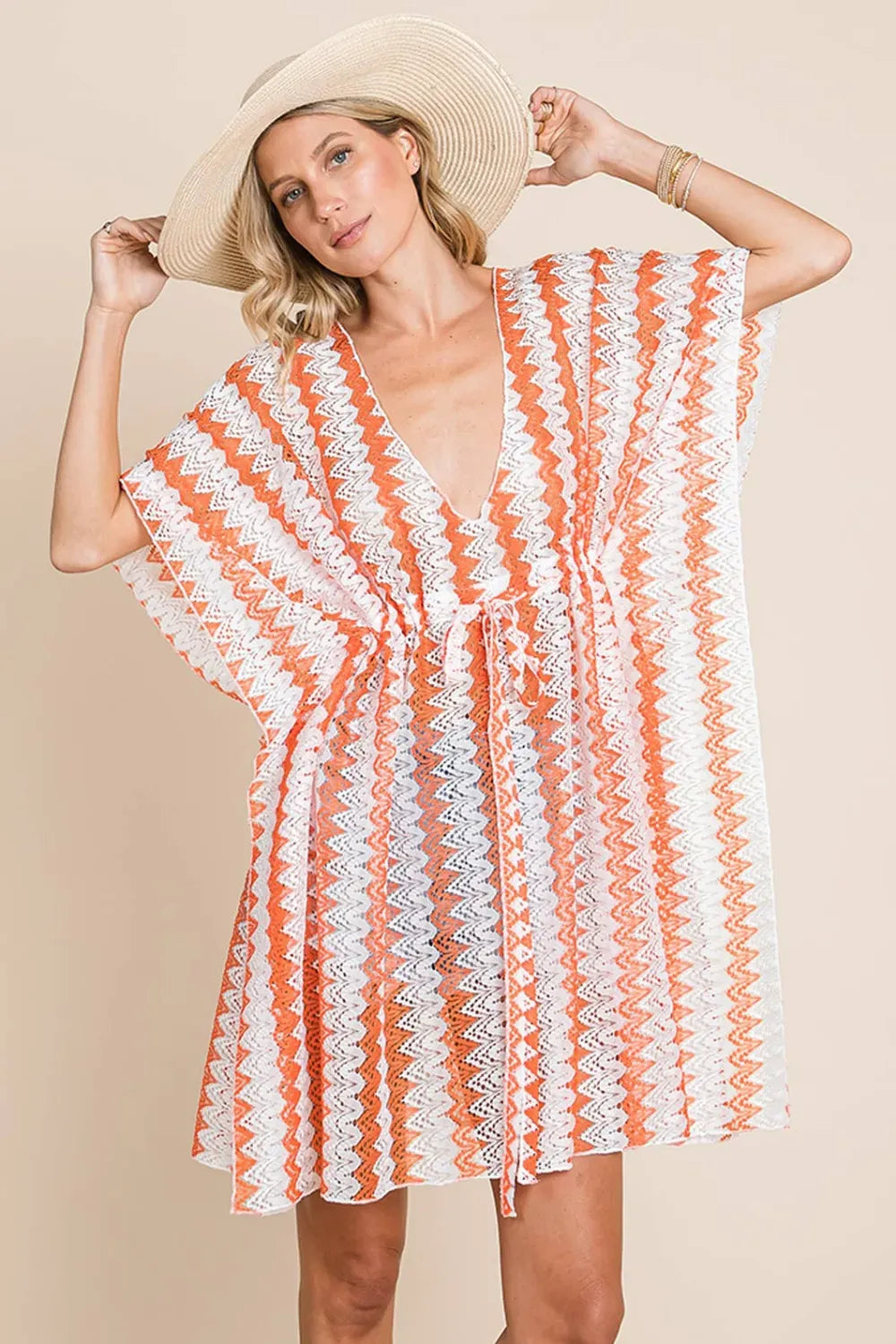 Fashorio Orange / S Cotton Bleu by Nu Label Multi Crochet Lace Cover Up