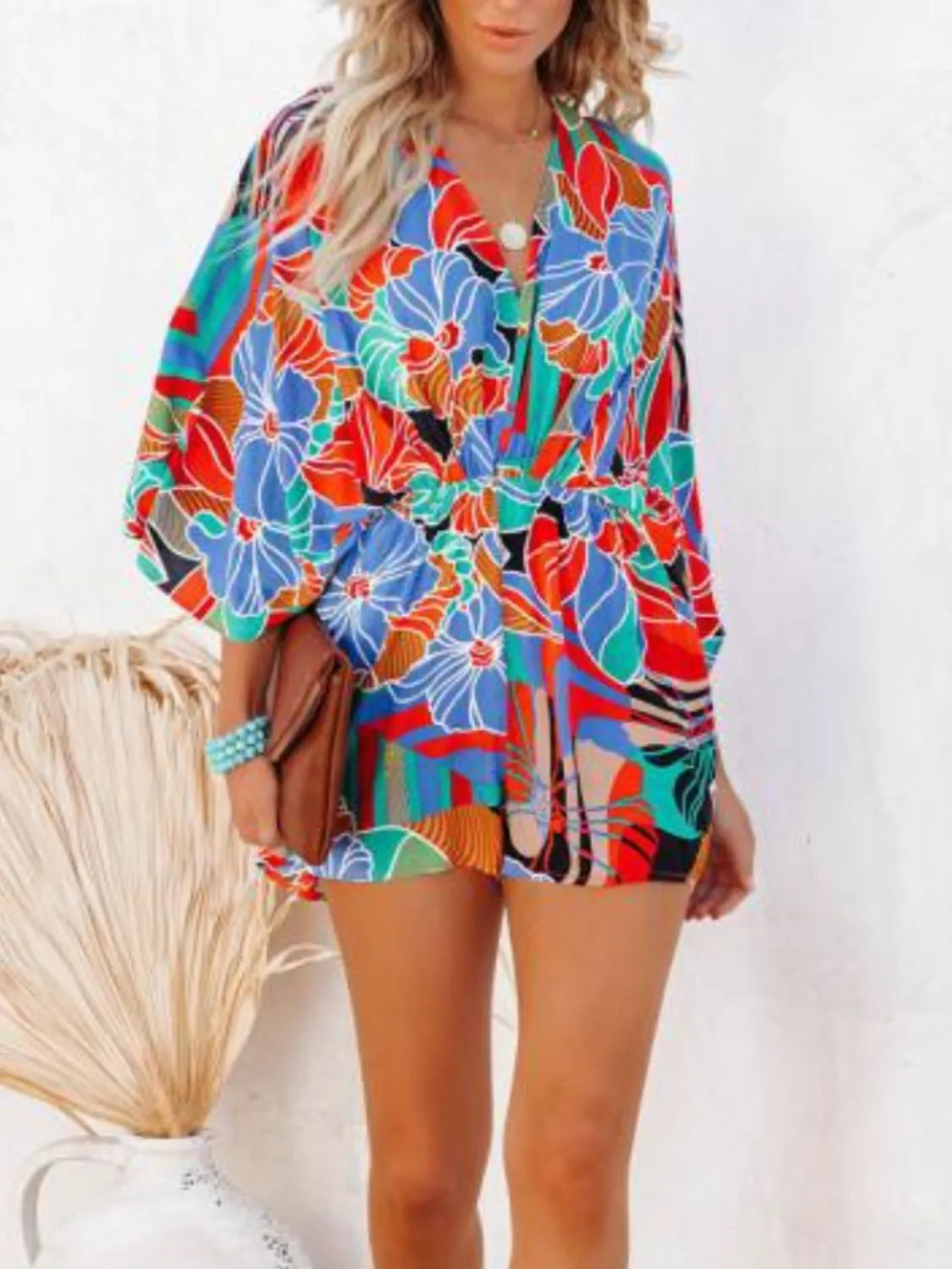 Fashorio Oversized Tied Back Printed Romper
