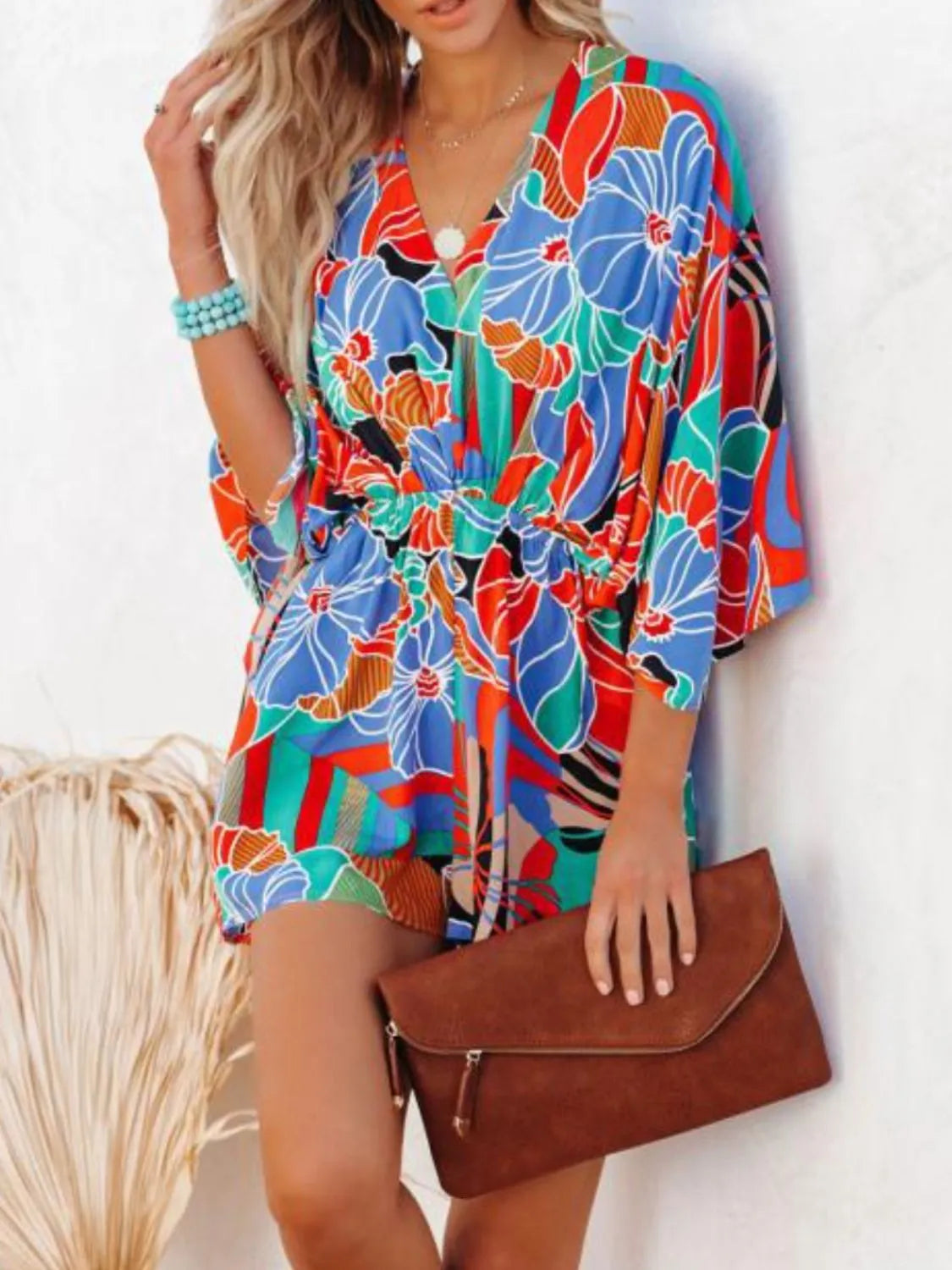 Fashorio Oversized Tied Back Printed Romper