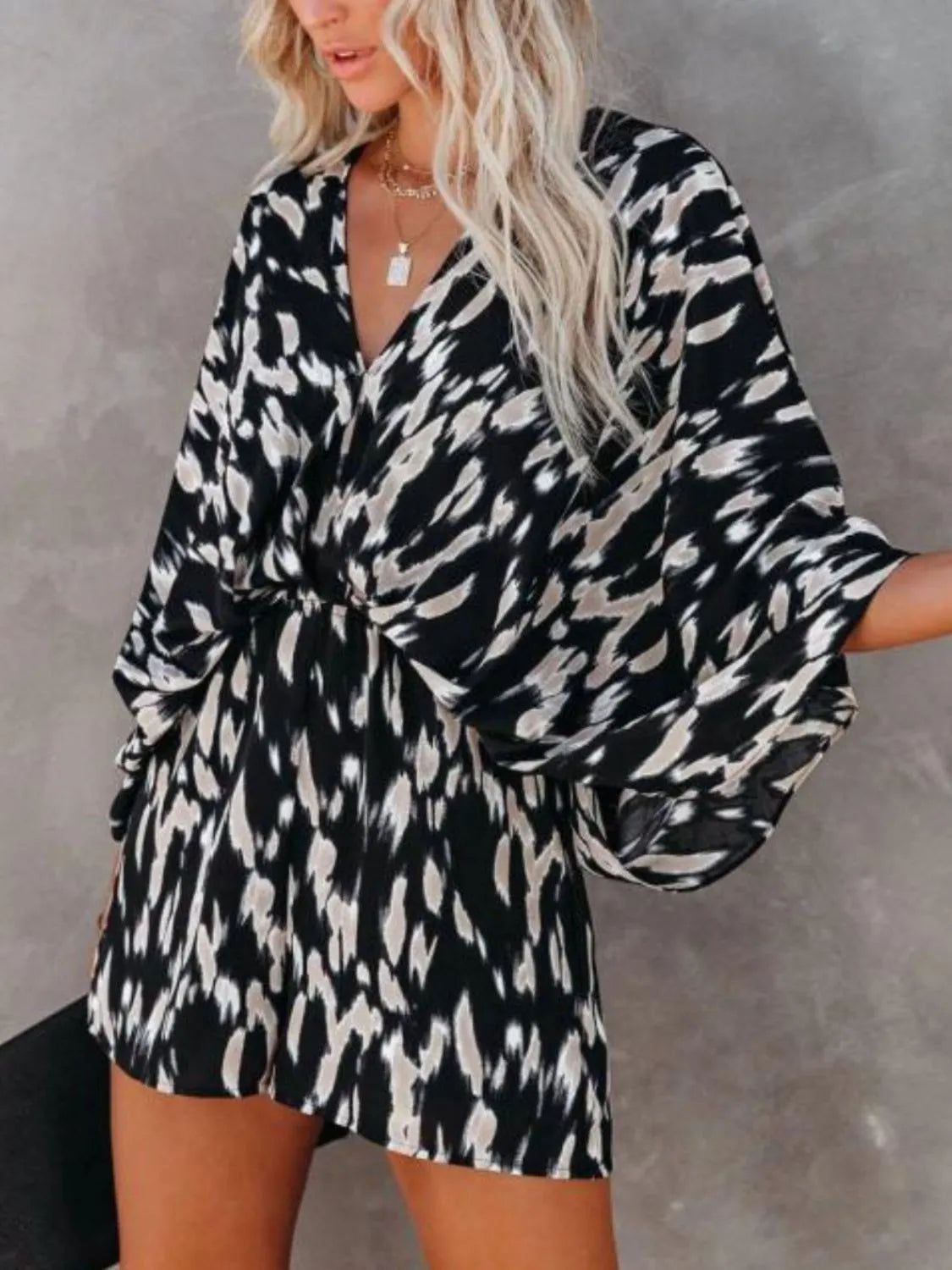 Fashorio Oversized Tied Back Printed Romper
