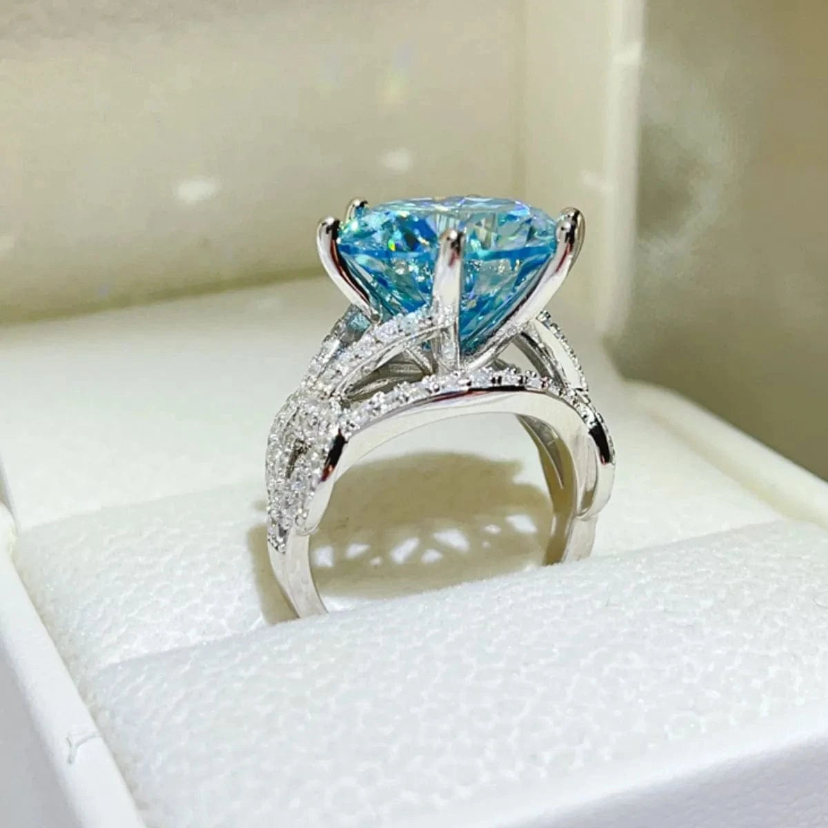 Fashorio Pastel  Blue / 5 10 Carat Moissanite 925 Sterling Silver Ring