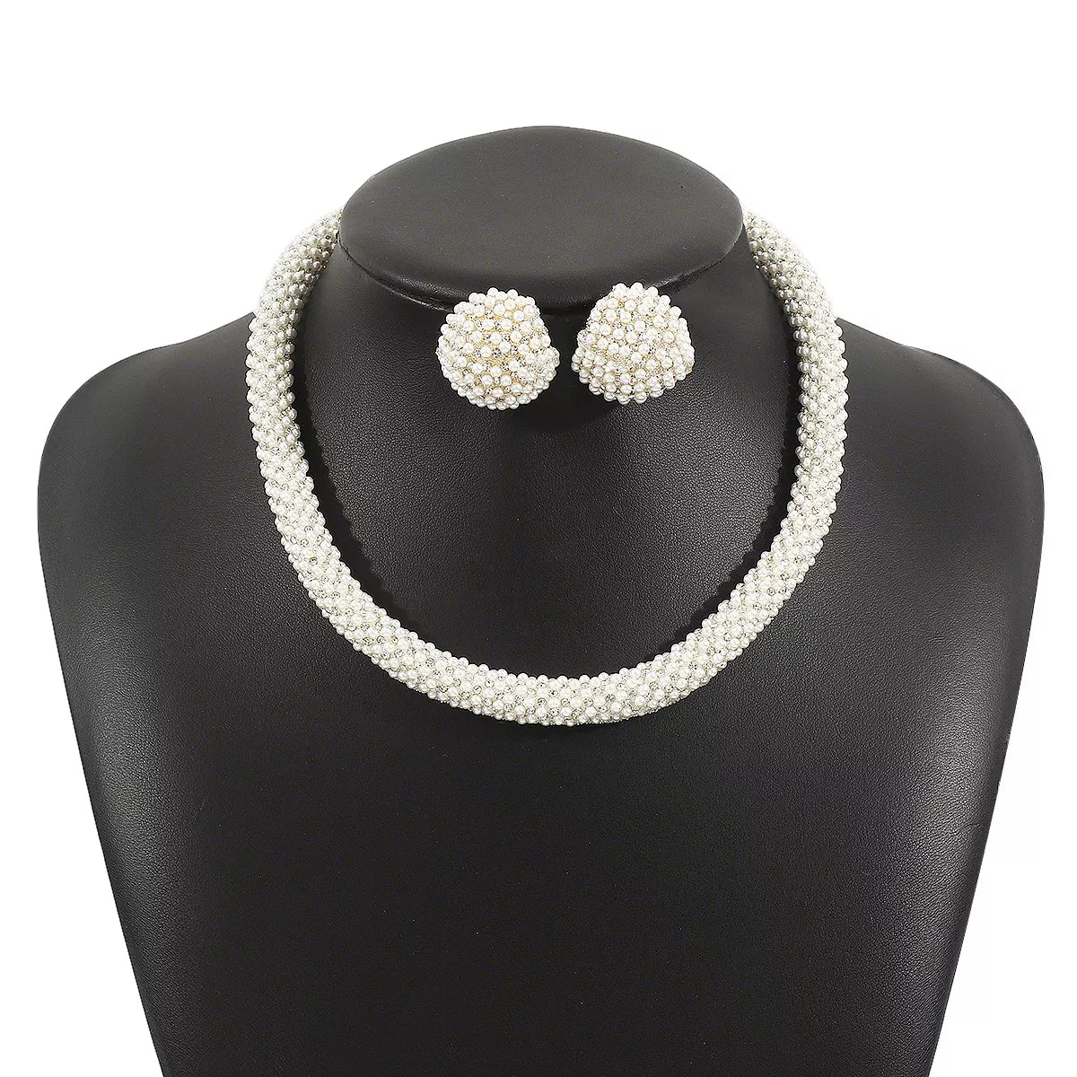 Fashorio Pearl Embellished Earrings and Necklace Jewelry Set