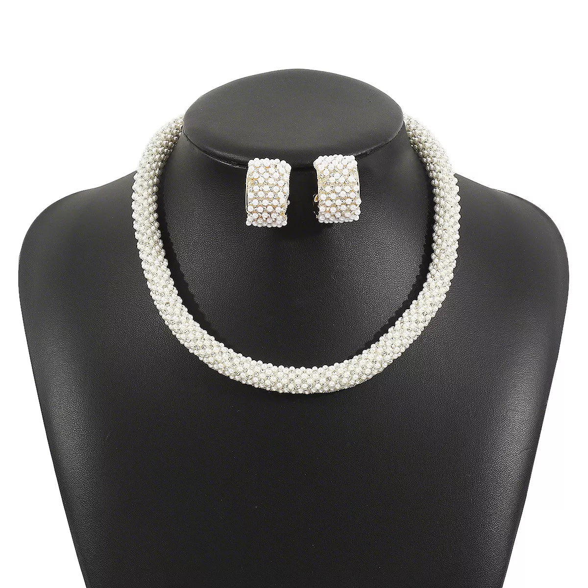 Fashorio Pearl Embellished Earrings and Necklace Jewelry Set