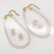 Fashorio Pearl Embellished Earrings and Necklace Jewelry Set